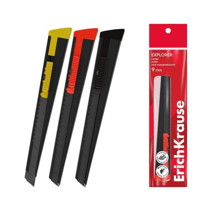 ErichKrause Explorer Cuter Metalico - Hoja de 9mm de Ancho - Colores Surtidos
