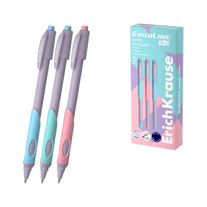 ErichKrause ErgoLine Kids Boligrafo Retractil - Modelos de Cuerpo Surtidos - Trazo 0.25mm - Color Azul