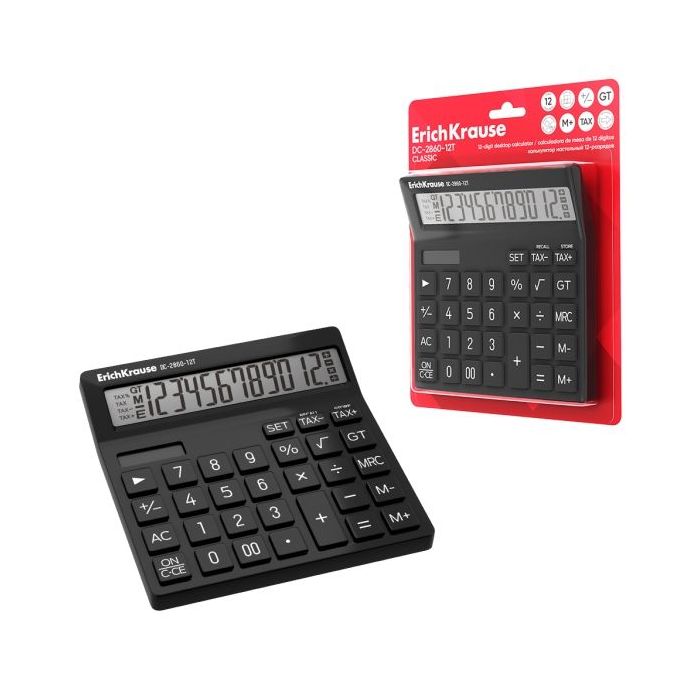ErichKrause DC-2860-12T Classic Calculadora de Sobremesa - Pantalla LCD de 12 Digitos - Apagado Automatico - Alimentacion Solar