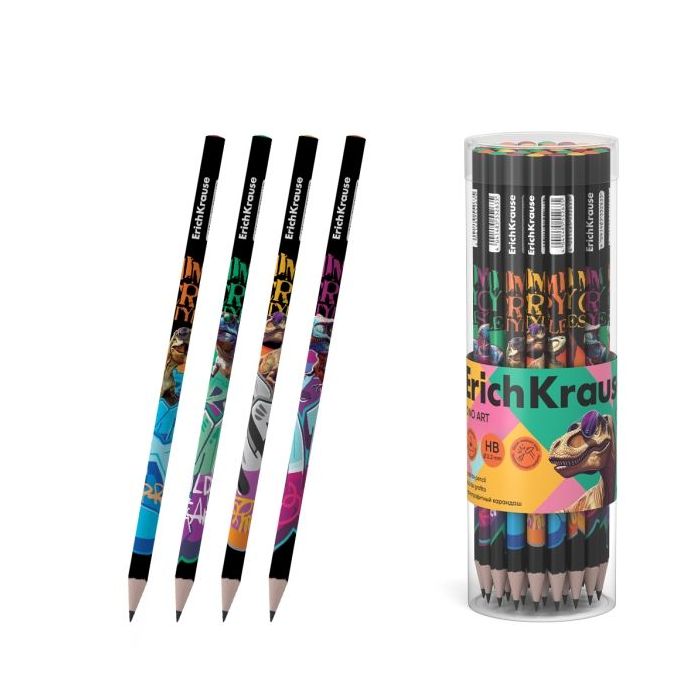 ErichKrause Dino Art Lapiz de Grafito - Mina HB - Cuerpo Triangular - Colores Surtidos