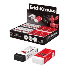 ErichKrause Balloon Dog Expositor con 24 Gomas de Borrar - Caucho Termoplastico - Hipoalergenico - Libre de Polvo y PVC - Colore