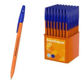 ErichKrause R-301 Stick Orange Boligrafo con Capuchon - Punta de 0.7mm - Cuerpo Opaco Naranja - Trazo 0.35mm - Tinta de Secado R