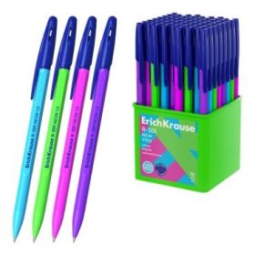 ErichKrause R-301 Stick Neon Boligrafo con Capuchon - Modelos Surtidos - Trazo 0.5mm - Tinta de Secado Rapido - Contenedor de Pl
