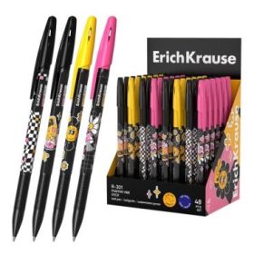ErichKrause R-301 Stick Positive Vibe Expositor con 48 Boligrafos con Capuchon - Modelos Surtidos - Trazo 0.35mm - Tinta de Seca
