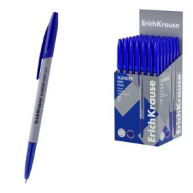 ErichKrause Slender Stick Grey Boligrafo con Capuchon - Punta de Aguja 0.7mm - Cuerpo Opaco Gris - Trazo 0.26mm - Tinta de Baja