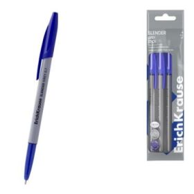 ErichKrause Slender Stick Grey Pack de 4 Boligrafos con Capuchon - Punta de Aguja 0.7mm - Cuerpo Opaco Gris - Trazo 0.26mm - Tin