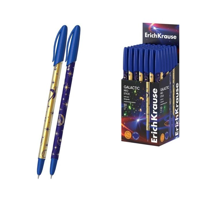 ErichKrause Neo Stick Galactic Boligrafo con Capuchon - Modelos Surtidos - Trazo 0.26mm - Tinta de Baja Viscosidad - Tapa Ventil