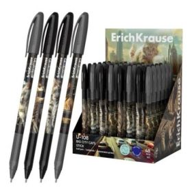 ErichKrause U-108 Stick Big City Cats Expositor con 48 Boligrafos con Capuchon - Modelos Surtidos - Trazo 0.3mm - Tinta de Baja