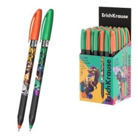 ErichKrause U-109 Stick and Grip Dino Art Boligrafo con Capuchon - Modelos Surtidos - Trazo 0.3mm - Zona de Agarre de Goma - Tin