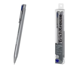 ErichKrause Silverra Matic Classic Pack de 2 Boligrafos Retractiles - Punta de 0.7mm - Cuerpo Gris - Trazo 0.35mm - Color Azul