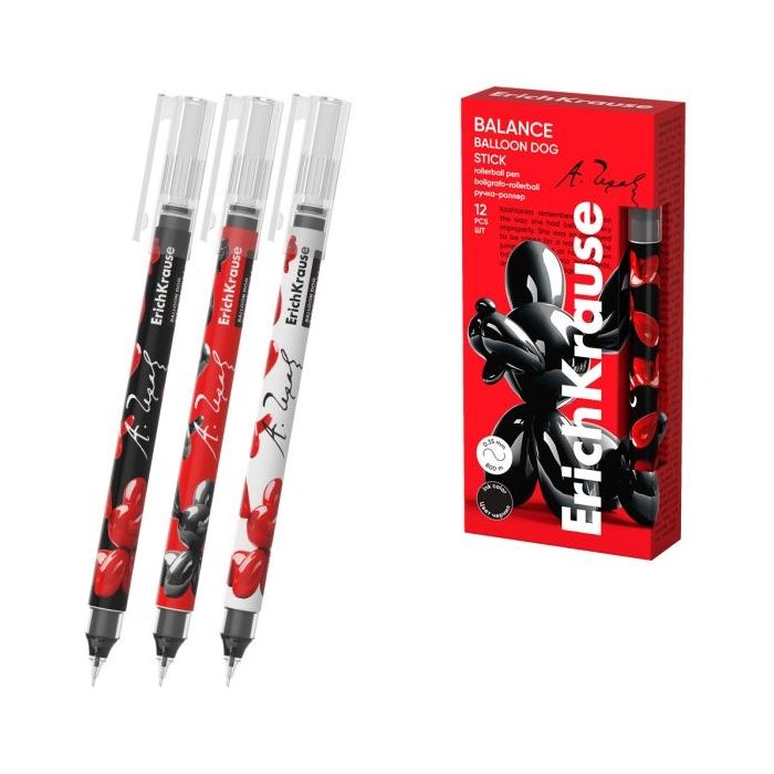 ErichKrause Balance Stick Balloon Dog Boligrafo con Capuchon - Modelos Surtidos - Trazo 0.35mm - Tinta Libre con Regulador de Al