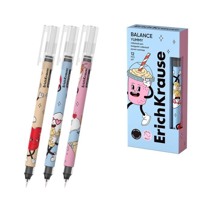 ErichKrause Balance Stick Yummy Boligrafo con Capuchon - Modelos Surtidos - Trazo 0.35mm - Tinta Libre con Regulador de Alimenta