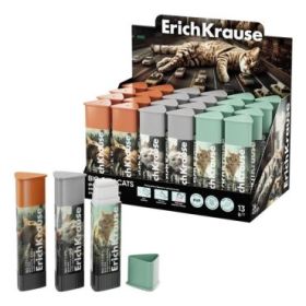 ErichKrause Prism Big City Cats Expositor con 24 Pegamentos en Barra - 13g - Adhesion Fuerte - Secado Rapido - Multisuperficie -