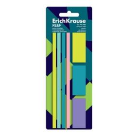 ErichKrause Reef Pack de 7 Blocs de 20 Marcadores de Pagina - Reposicionables - Plastico - 2 Formatos Diferentes - Colores Surti