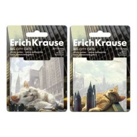 ErichKrause Big City Cats Bloc de 50 Notas Adhesivas Reposicionables - Papel de 75g/m2 - 75x75mm - Pegamento a Base de Agua - Co
