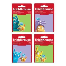 ErichKrause Jolly Friends Bloc de 50 Notas Adhesivas Reposicionables - Papel de 75g/m2 - 75x75mm - Pegamento a Base de Agua - Co