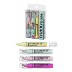 ErichKrause Visioline V-22 Floral Soul Pack de 4 Marcadores Fluorescentes - Punta Biselada - Trazo de 0.6 a 3.0mm - Colores Surt