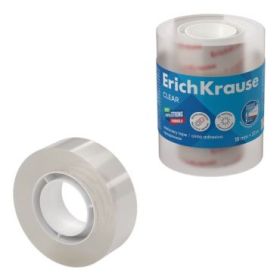 ErichKrause Clear Pack de 4 Cintas Adhesivas - Alta Adhesion - 18mm de Ancho - 33 Metros - Resistente a la Luz - Color Transpare