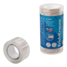 ErichKrause Clear Pack de 4 Cintas Adhesivas - Alta Adhesion - 24mm de Ancho - 20 Metros - Resistente a la Luz - Color Transpare