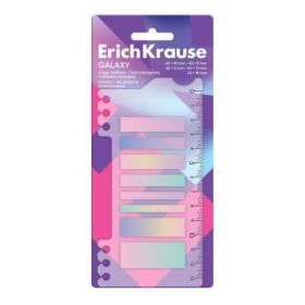 ErichKrause Galaxy Pack de 8 Blocs de 20 Marcadores de Pagina - Reposicionables - Plastico - 5 Formatos Diferentes - Colores Sur