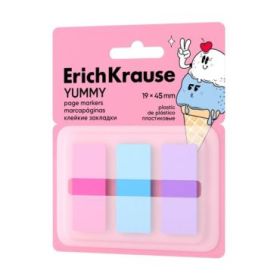 ErichKrause Yummy Pack de 3 Blocs de 20 Marcadores de Pagina con Dispensador - Reposicionables - Plastico - 19x45mm - Colores Su