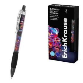 ErichKrause Butterfly Matic and Grip Jelly Bear Boligrafo Retractil - Punta de 0.7mm - Trazo 0.28mm - Zona de Agarre de Goma - C