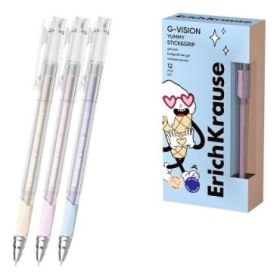 ErichKrause G-Vision Stick and Grip Yummy Boligrafo con Capuchon - Modelos Surtidos - Trazo 0.4mm - Tinta de Gel - Resistente al