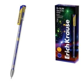 ErichKrause G-Slim Stick Galactic Boligrafo con Capuchon - Punta de 0.5mm - Trazo 0.4mm - Tinta de Gel - Resistente al Agua - Se