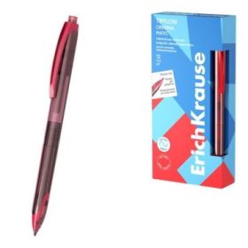 ErichKrause TipFlow Matic Original Boligrafo Retractil - Punta de 0.5mm - Cuerpo Transparente - Trazo 0.4mm - Color Rojo