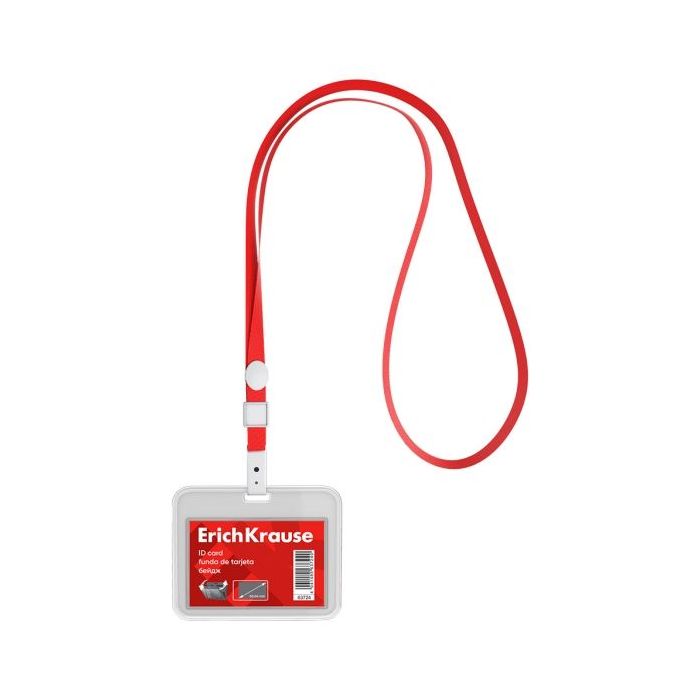 ErichKrause Funda para Tarjeta con Colgante - Orientacion Horizontal - Polipropileno - Incluye Colgante Rojo - Formato 54x85mm -