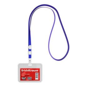 ErichKrause Funda para Tarjeta con Colgante - Orientacion Horizontal - Polipropileno - Incluye Colgante Azul - Formato 54x85mm -