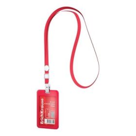 ErichKrause Funda para Tarjeta con Colgante - Orientacion Vertical - Plastico Abc - Incluye Colgante - Formato 54x85mm - Color R