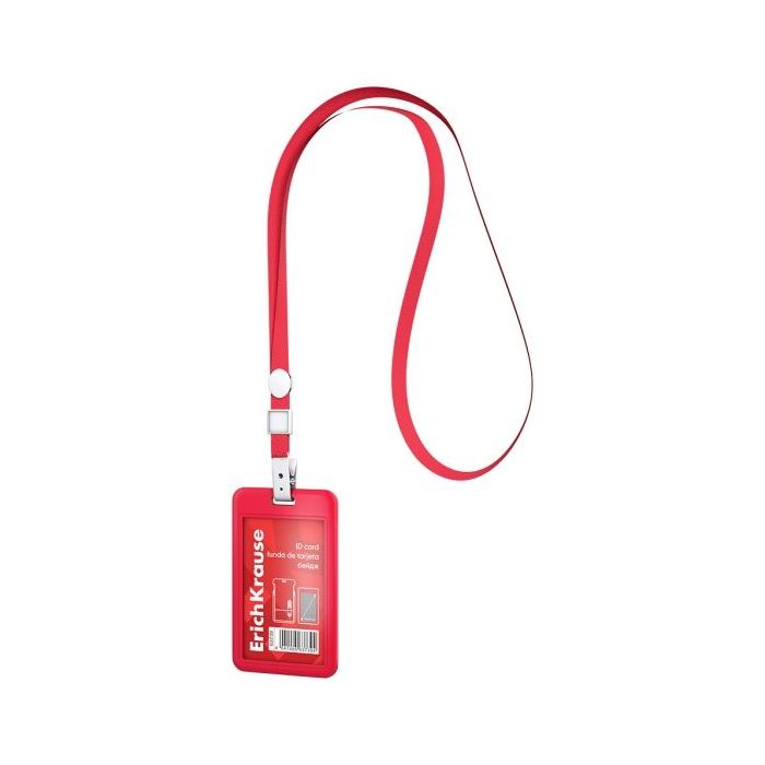 ErichKrause Funda para Tarjeta con Colgante - Orientacion Vertical - Plastico Abc - Incluye Colgante - Formato 54x85mm - Color R