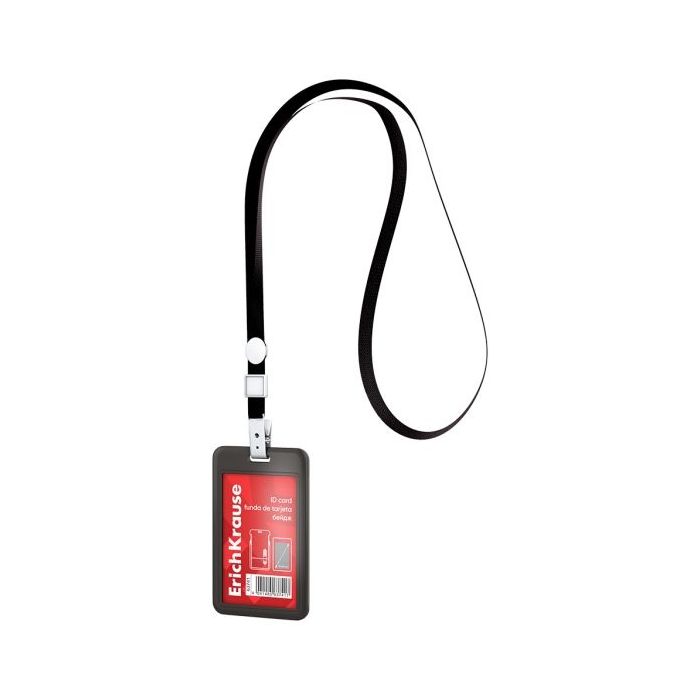 ErichKrause Funda para Tarjeta con Colgante - Orientacion Vertical - Plastico Abc - Incluye Colgante - Formato 54x85mm - Color N