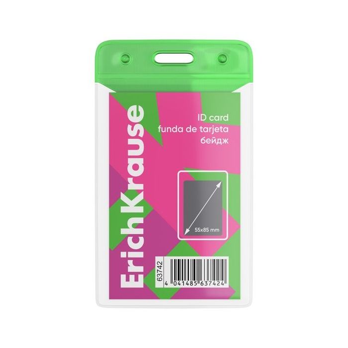 ErichKrause Neon Funda para Tarjeta - Orientacion Vertical - PVC - Formato 55X85mm - Color Verde