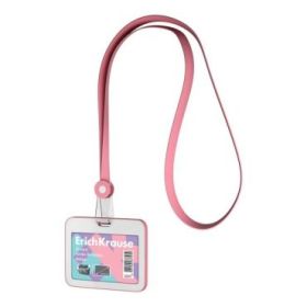 ErichKrause Pastel Funda para Tarjeta con Colgante - Orientacion Horizontal - Silicona - Incluye Colgante - Formato 54x85mm - Co