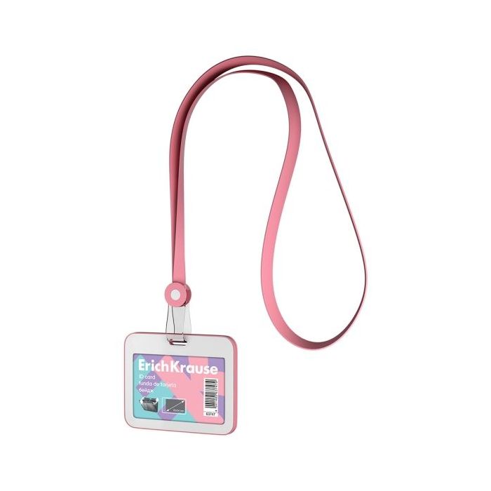 ErichKrause Pastel Funda para Tarjeta con Colgante - Orientacion Horizontal - Silicona - Incluye Colgante - Formato 54x85mm - Co