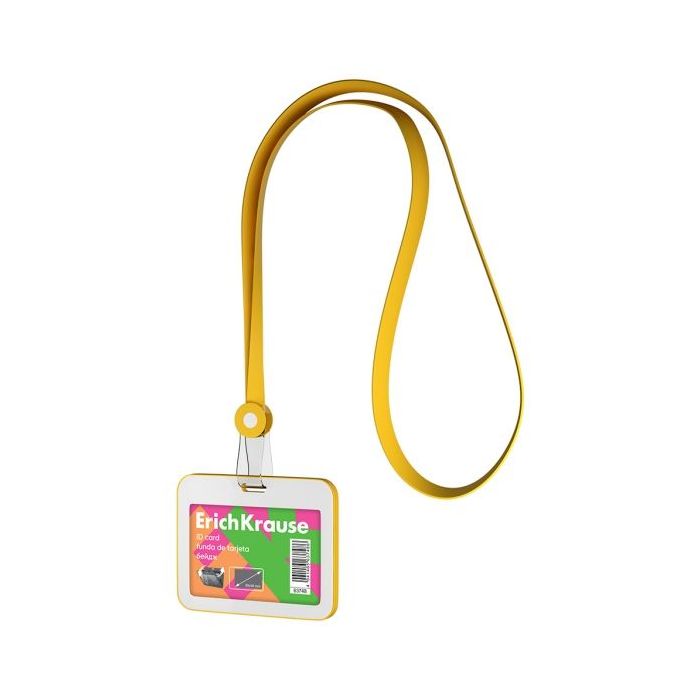 ErichKrause Neon Funda para Tarjeta con Colgante - Orientacion Horizontal - Silicona - Incluye Colgante - Formato 54x85mm - Colo