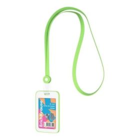 ErichKrause Neon Funda para Tarjeta con Colgante - Orientacion Vertical - Silicona - Incluye Colgante - Formato 54x85mm - Color
