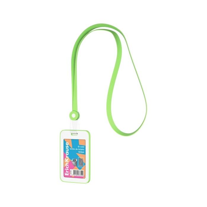 ErichKrause Neon Funda para Tarjeta con Colgante - Orientacion Vertical - Silicona - Incluye Colgante - Formato 54x85mm - Color
