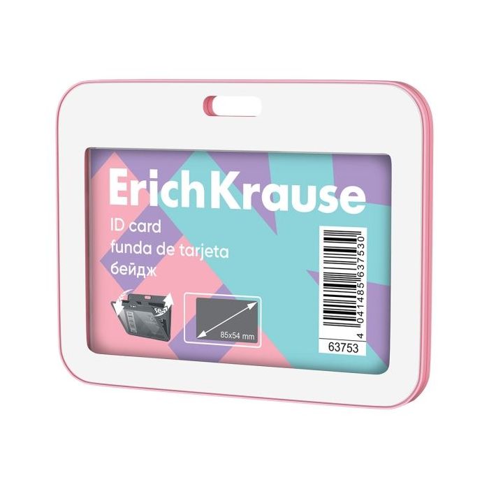 ErichKrause Pastel Funda para Tarjeta - Orientacion Horizontal - Polipropileno - Formato 54x85mm - Color Rosa/Blanco