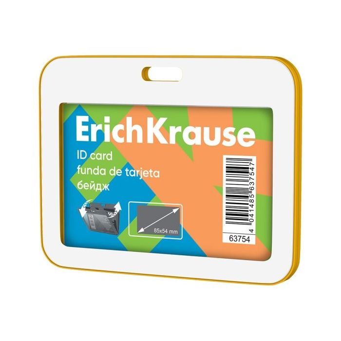 ErichKrause Neon Funda para Tarjeta - Orientacion Horizontal - Polipropileno - Formato 54x85mm - Color Amarillo/Blanco