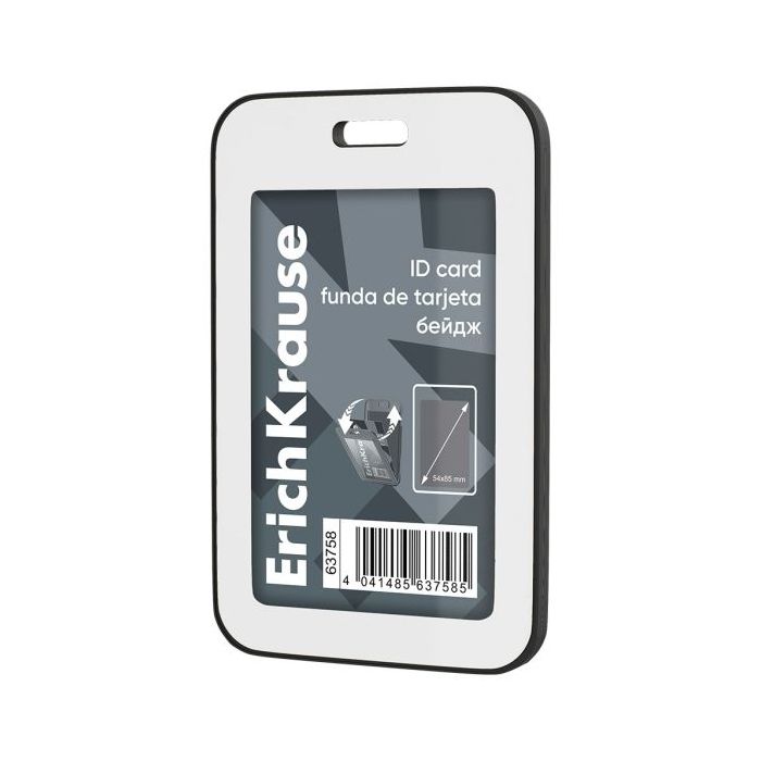 ErichKrause Funda para Tarjeta - Orientacion Vertical - Polipropileno - Formato 54x85mm - Color Negro/Blanco