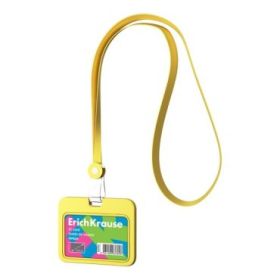 ErichKrause Neon Funda para Tarjeta con Colgante - Orientacion Horizontal - Silicona - Incluye Colgante - Formato 54x85mm - Colo