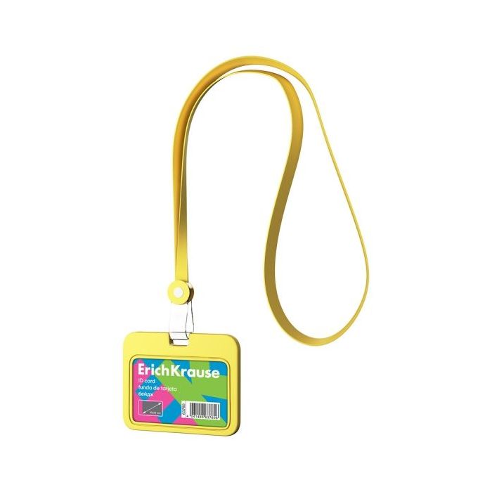 ErichKrause Neon Funda para Tarjeta con Colgante - Orientacion Horizontal - Silicona - Incluye Colgante - Formato 54x85mm - Colo