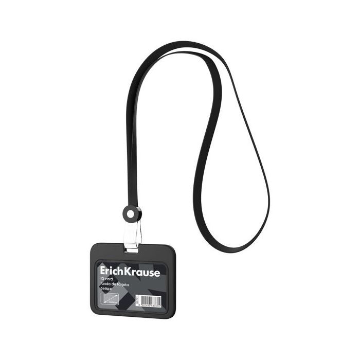 ErichKrause Funda para Tarjeta con Colgante - Orientacion Horizontal - Silicona - Incluye Colgante de 12mm - Formato 54x85mm - C