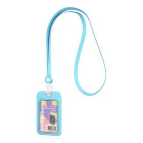ErichKrause Pastel Funda para Tarjeta con Colgante - Orientacion Vertical - Silicona - Incluye Colgante de 12mm - Formato 54x85m