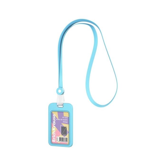 ErichKrause Pastel Funda para Tarjeta con Colgante - Orientacion Vertical - Silicona - Incluye Colgante de 12mm - Formato 54x85m