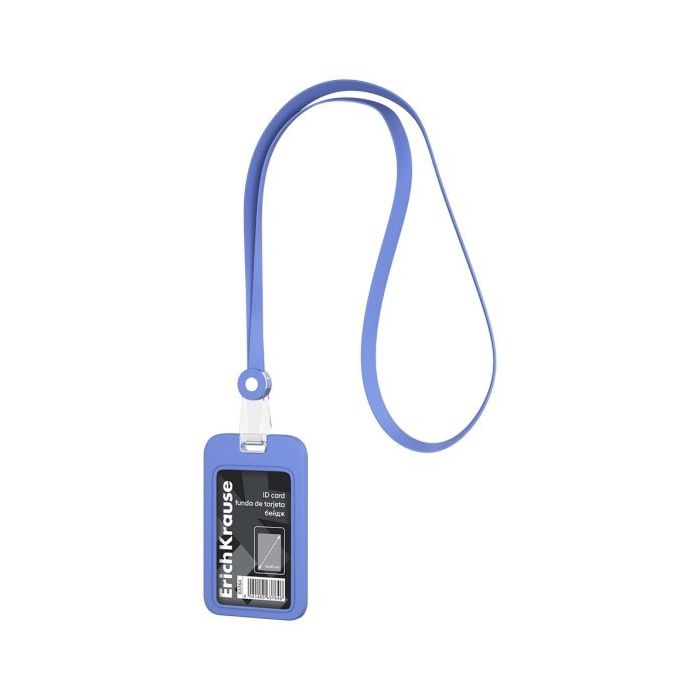 ErichKrause Funda para Tarjeta con Colgante - Orientacion Vertical - Silicona - Incluye Colgante de 12mm - Formato 54x85mm - Col
