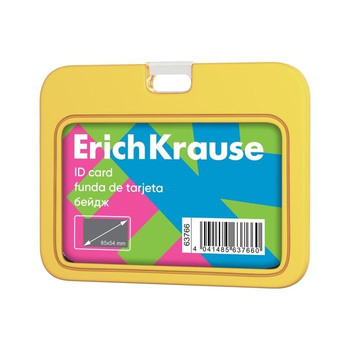 ErichKrause Neon Funda para Tarjeta - Orientacion Horizontal - Silicona - Formato 54x85mm - Color Amarillo